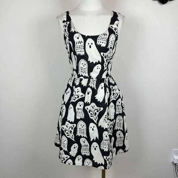 Retrolicious Dresses & Skirts - Retrolicious Dress Womens Small Black Ghosts Rockabilly Pinup Whimsigoth Emo USA